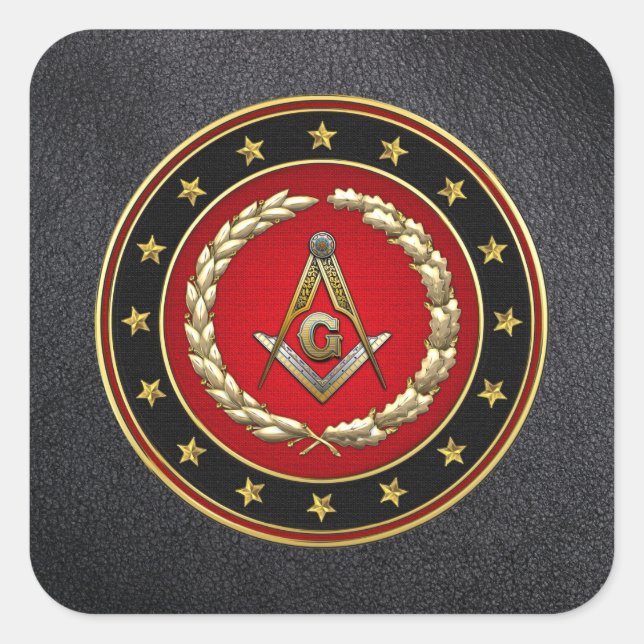 [500] Masonic Square and Compasses [3. Grad] Quadratischer Aufkleber (Vorderseite)
