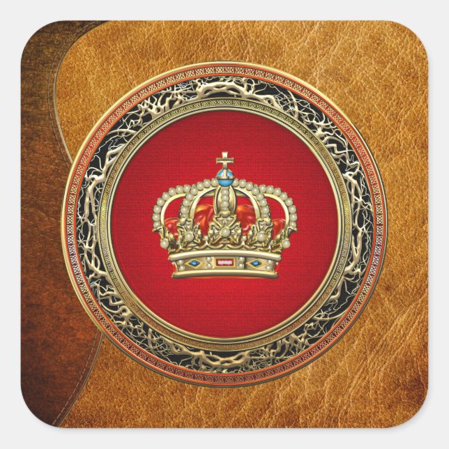 [500] Prinzessin King-Queen Crown [Belg.Gold] Quadratischer Aufkleber (Vorderseite)