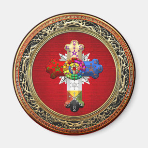 [500] Rosy Cross (Rose Croix) auf Red & Gold Magnet