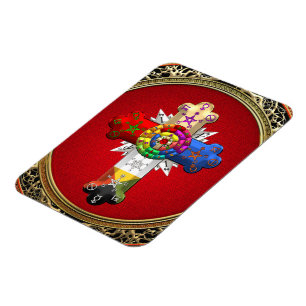 [500] Rosy Cross (Rose Croix) auf Red & Gold Magnet