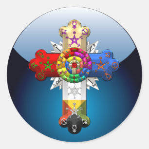 [500] Rosy Cross (Rose Croix) Runder Aufkleber