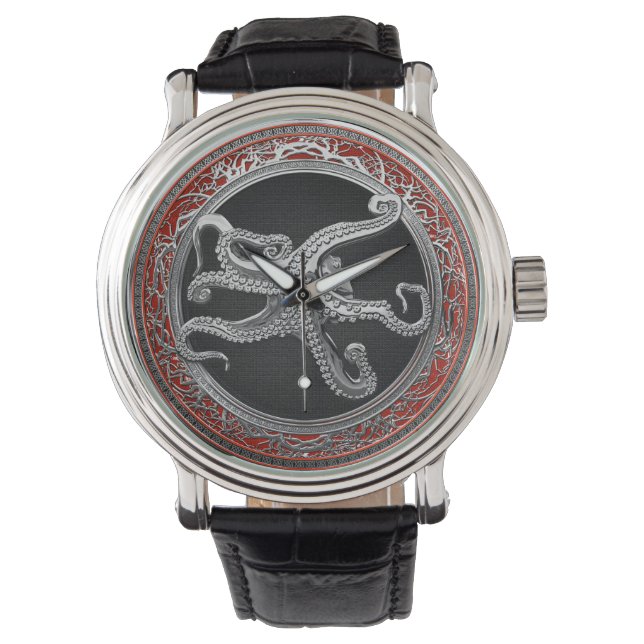 [500] Sacred Silver Octopus in Defensive Posture Armbanduhr (Vorderseite)