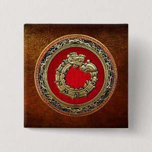 [500] Schlangengott Quetzalcoatl [Gold] Button