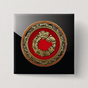 [500] Schlangengott Quetzalcoatl [Gold] Button