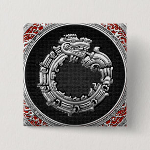 [500] Schlangengott Quetzalcoatl [Silber] Button