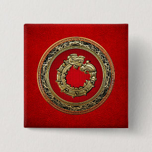 [500] Serpent God Quetzalcoatl [Gold] Button
