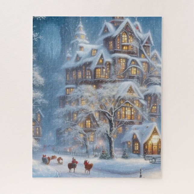500 Stück Weihnachtspuzzles - Festliches Schloss Puzzle (Vertikal)