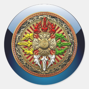 [500] Tibetischer Doppeldorje Mandala Runder Aufkleber