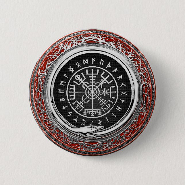 [500] Vegvisir - Viking Silver Magic Runic Compass Button (Vorderseite)