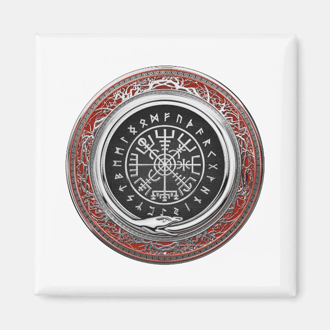 [500] Vegvisir - Viking Silver Magic Runic Compass Magnet (Vorne)