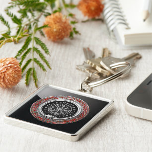 [500] Vegvisir - Viking Silver Magic Runic Compass Schlüsselanhänger