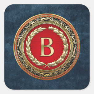 [500] Vintages Monogramm "B" Quadratischer Aufkleber