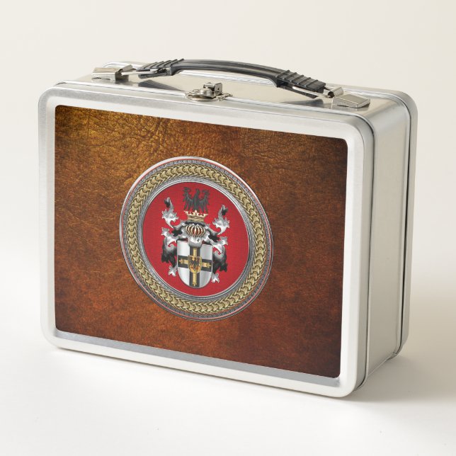 [500] Wappen-Teutonenkappe Metall Brotdose (Vorderseite)