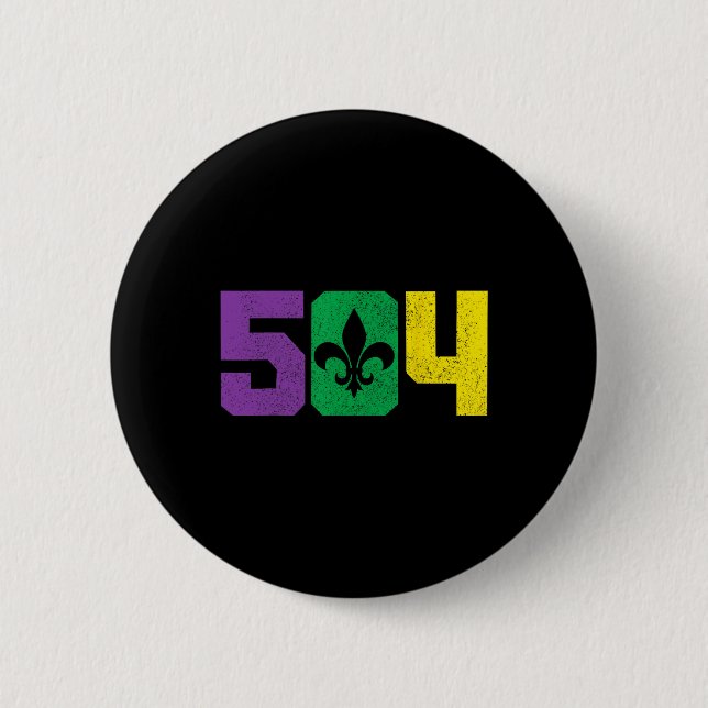 504 Area Code Pride Nola New Orleans Louisiana Mar Button (Vorderseite)