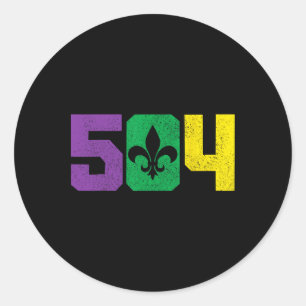 504 Area Code Pride Nola New Orleans Louisiana Mar Runder Aufkleber