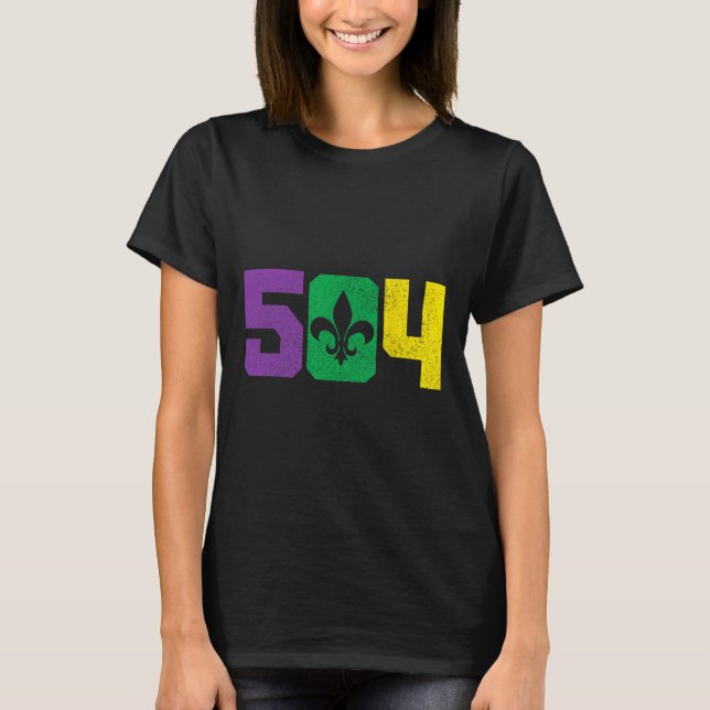 504 Area Code Pride Nola New Orleans Louisiana Mar T-Shirt (Vorderseite)