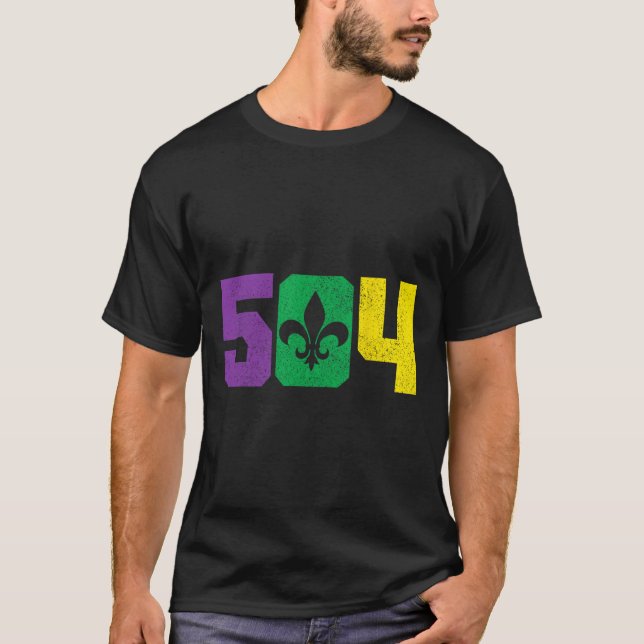 504 Area Code Pride Nola New Orleans Louisiana Mar T-Shirt (Vorderseite)