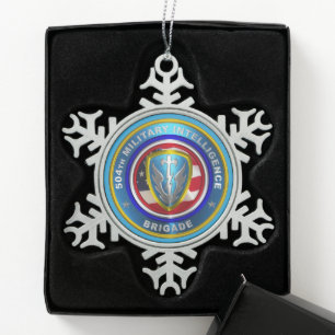 504. Brigade des Militärgeheimdienstes Schneeflocken Zinn-Ornament