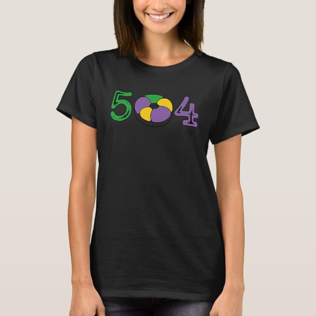 504 Mardi Gras King Cake New Orleans Parade Carniv T-Shirt (Vorderseite)
