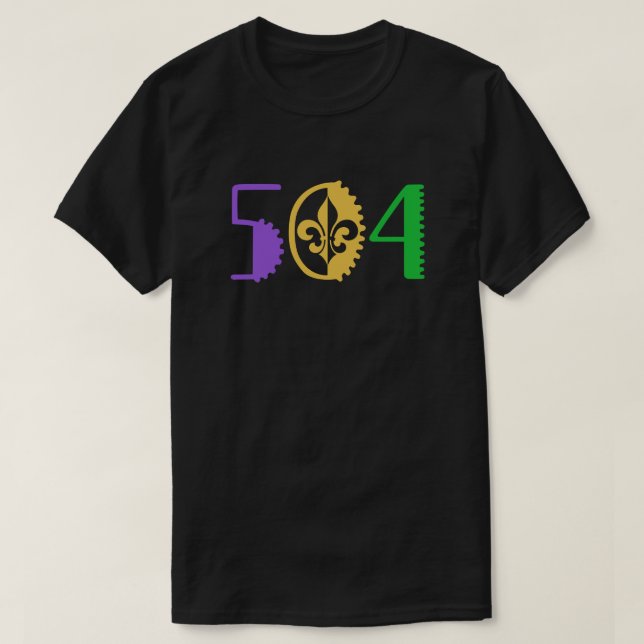 504 Mardi Gras New Orleans Louisiana La Staat T-Shirt (Design vorne)
