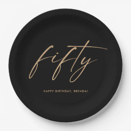 50. 50. Elegante Gold Black Birthday Party Pappteller