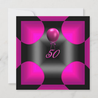 50. 50 Geburtstagsparty Abstrakt Pink 3 Ballon Einladung