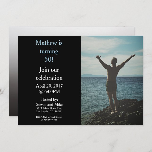 50 50. Geburtstagsparty Foto Einladung (Vorne/Hinten)