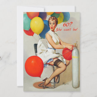 50. 60. 40. Geburtstag Vintages Sexy Button Up Gir Einladung