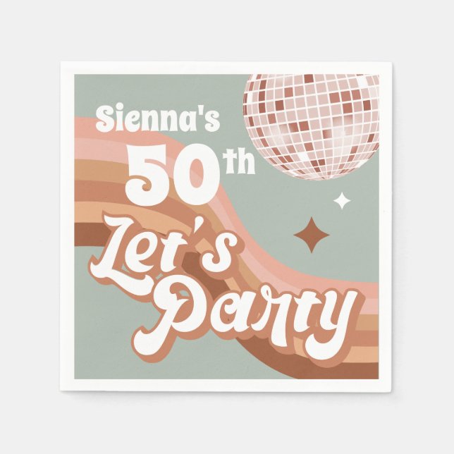 50. 70er Disco Party Serviette (Vorderseite)