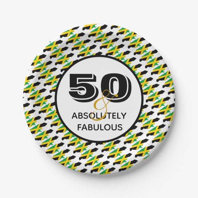 50 & Absolut fabelhafte JAMAICA-Feier Pappteller (Vorderseite)