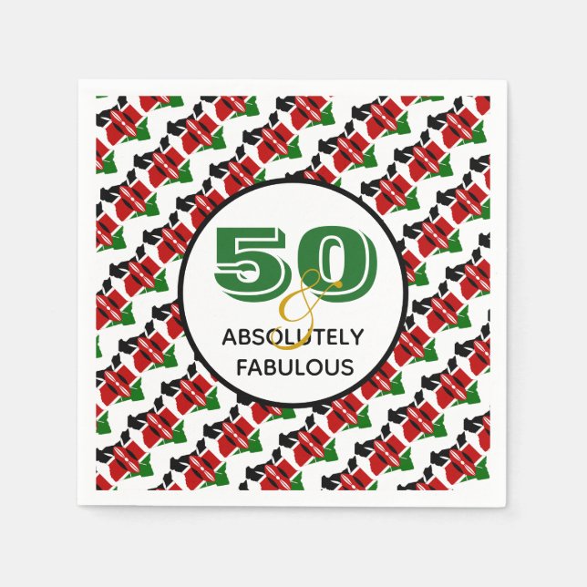 50 & Absolut fabelhafte KENYA Feier Serviette (Vorderseite)