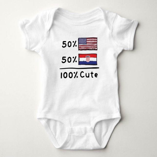 50% Amerikaner 50% Kroatisch 100% Niedlich Kroatie Baby Strampler (Vorderseite)