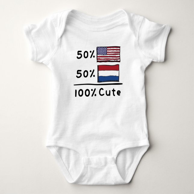 50% Amerikaner 50% Niederländer 100% Niedlich Nied Baby Strampler (Vorderseite)