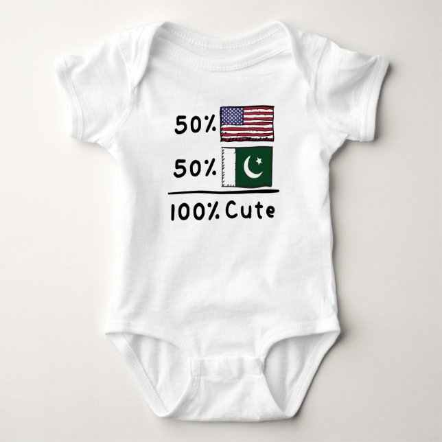50 % Amerikaner 50 % Pakistaner 100 % Niedlich Pak Baby Strampler (Vorderseite)