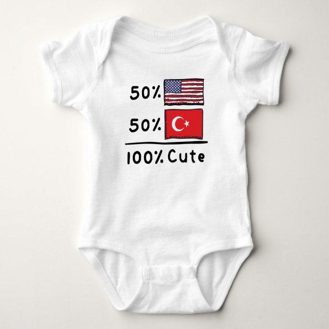 50% Amerikaner 50% Türkei 100% Niedlich Türkei USA Baby Strampler (Vorderseite)
