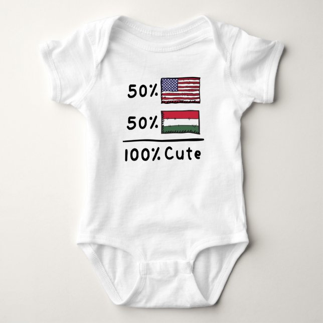 50% Amerikaner 50% Ungarn 100% Niedlich Ungarn USA Baby Strampler (Vorderseite)