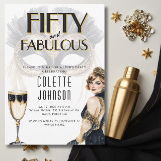50 and Fabulous 1920s Birthday  Einladung