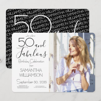 50 and Fabulous | 50th Birthday Elegant Photo Einladung