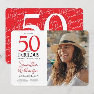 50 and Fabulous | 50th Birthday Elegant Photo Einladung