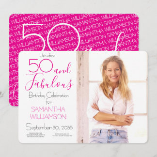 50 and Fabulous | 50th Birthday Elegant Photo Einladung