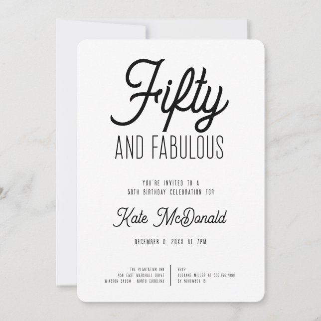 50 and Fabulous 50th Birthday Invitation Einladung (Vorderseite)
