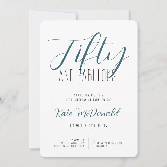 50 and Fabulous 50th Birthday Invitation Einladung (Vorderseite)
