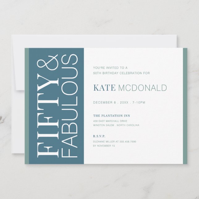 50 and Fabulous 50th Birthday Invitation Einladung (Vorderseite)