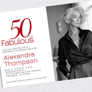 50 and Fabulous | 50th Birthday Party Invitation Einladung
