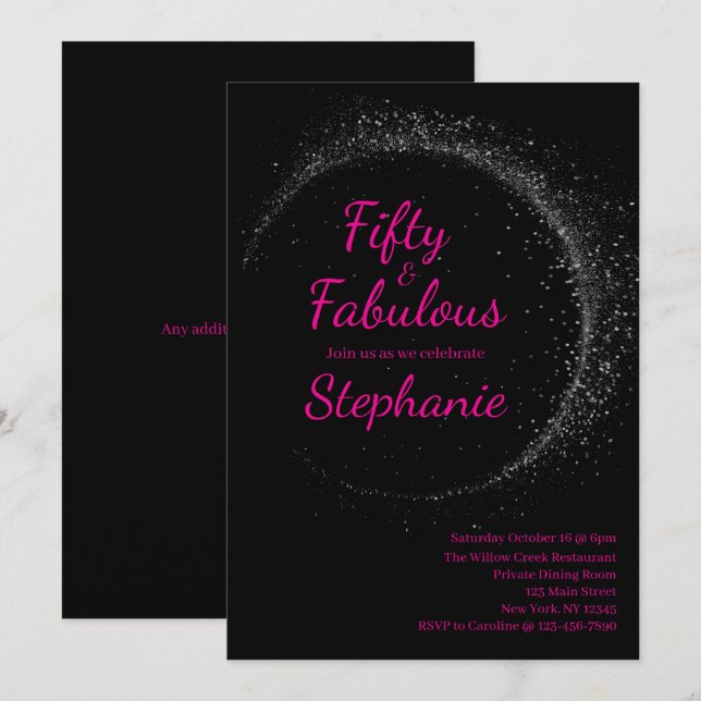 50 and Fabulous | 50th Birthday Party Pink Einladung (Vorne/Hinten)