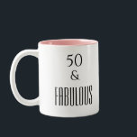 50 and Fabulous Birthday Black Text Zweifarbige Tasse<br><div class="desc">Feiern 50. Geburtstag rosa Design Tasse mit 50 und fabelhaft in schwarz Text. Sie können Ihr eigenes Design mit der Vorlage anpassen. Um weitere Produkte anzuzeigen,  klicken Sie auf den Link "Shop".</div>
