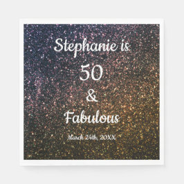50 And Fabulous Birthday Gold Black Golden Glitter Serviette