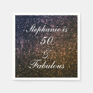 50 And Fabulous Birthday Gold Black Golden Glitter Serviette