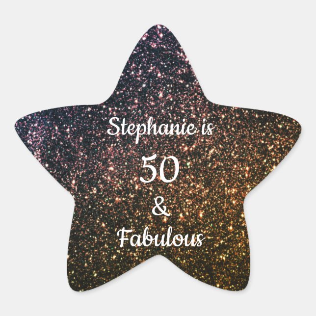 50 And Fabulous Birthday Gold Black Golden Glitter Stern-Aufkleber (Vorderseite)