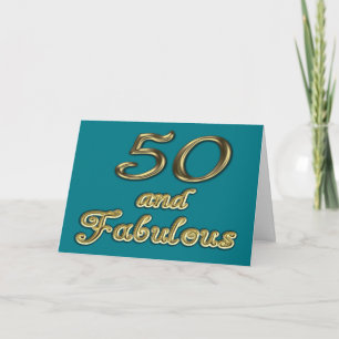 50 and Fabulous Birthday Gold Typography 50th Age Karte